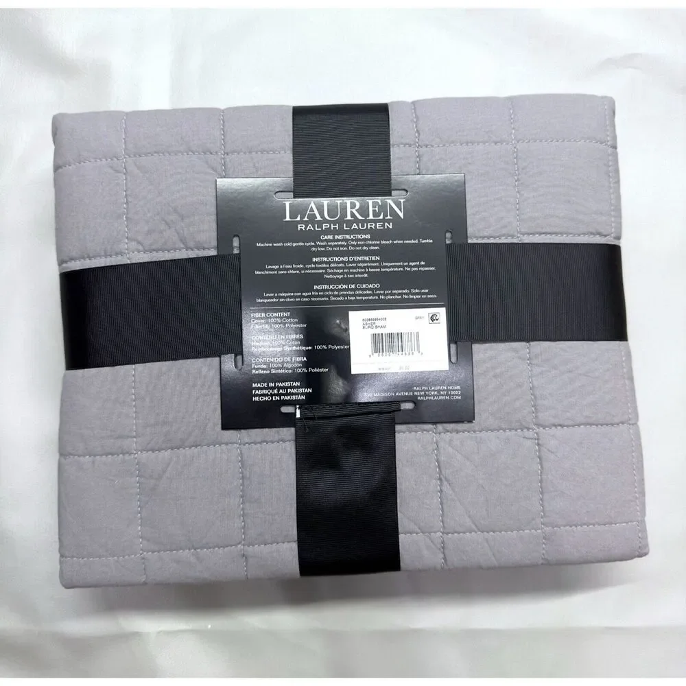 Lauren Ralph Lauren European Sham ASHER gray 100% Cotton 26 X 26 in NEW